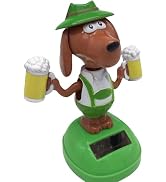 1Pc Green Solar Powered Dancing Beer Dog Ornaments,Swinging Animated Dancer,Solar Powered Dancing...