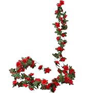 Red Artificial Flower Garland,Peony Vine Flowers Garland Hanging Silk Plants for Wedding,Vine Flo...