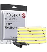 BTF-LIGHTING FCOB COB LED Strip Warm White 3000K, UL Listed 16.4FT DC12V Super Bright Uniform Lig...