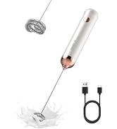 SIMPLETASTE Milk Frother Handheld Rechargeable Mixer Wand, 3 Speeds, White | Durable Drink Stirre...