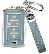 MILD EAST for Jeep Key Fob Cover with Keychain, Car Key Case Shell Protection 5 Buttons, Fit for ...