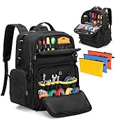 Rexmica Tool Bag Backpack for Men with 3 Tool Pouches, Heavy-Duty Tool Storage Organizer Bag with...