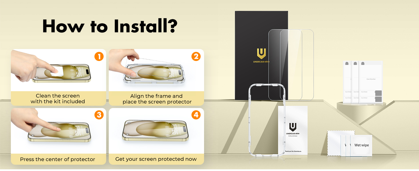 Screen Protector for iPhone 15 Double Shatterproof Tempered Glass