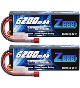 Zeee 2S Lipo Battery 6200mAh 7.4V 60C Hard Case Battery with Deans T Connector for RC Vehicles Ca...