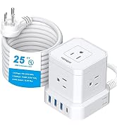 Extension Cord 25 FT, TOPREK Extension Cord with 5 AC Outlets 4 USB, Power Strip with USB, USB C ...