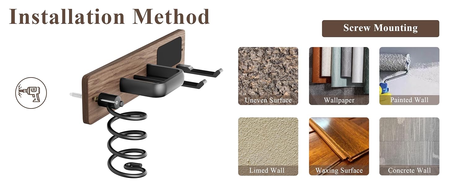 Walnut Hair Dryer Holder Curling Iron Holder Flat Iron