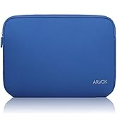 Blue neoprene laptop sleeve with zipper closure. Rectangular shape with rounded corners. 'ARVOK' branding visible on front.