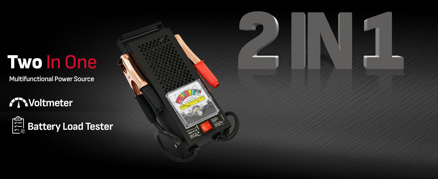 2 functions in 1 device: Voltmeter and battery load tester