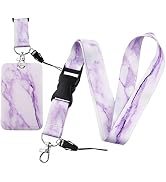 Cute Marble Lanyard with ID Badge Holder Detachable Cool Aesthetic Keys Lanyard for Women Teacher...