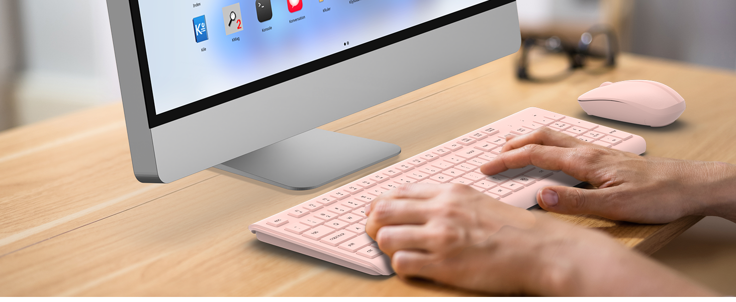Wireless Keyboard and Mouse Combo Full Size Silent Ergonomic Keyboard Mouse Cordless Mouse Keyboard