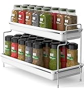 Simple Houseware 2-Tier Spice Rack Kitchen Bathroom Organizer Countertop Shelf, White