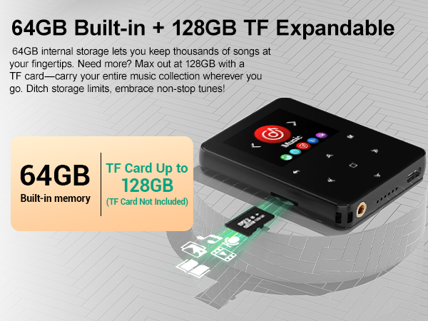 portable bluetooth mp3 player with 64GB