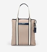 Cole Haan Men's Judson Brushed Twill Tote Bag, Oxford Tan/Navy Blazer/Angora