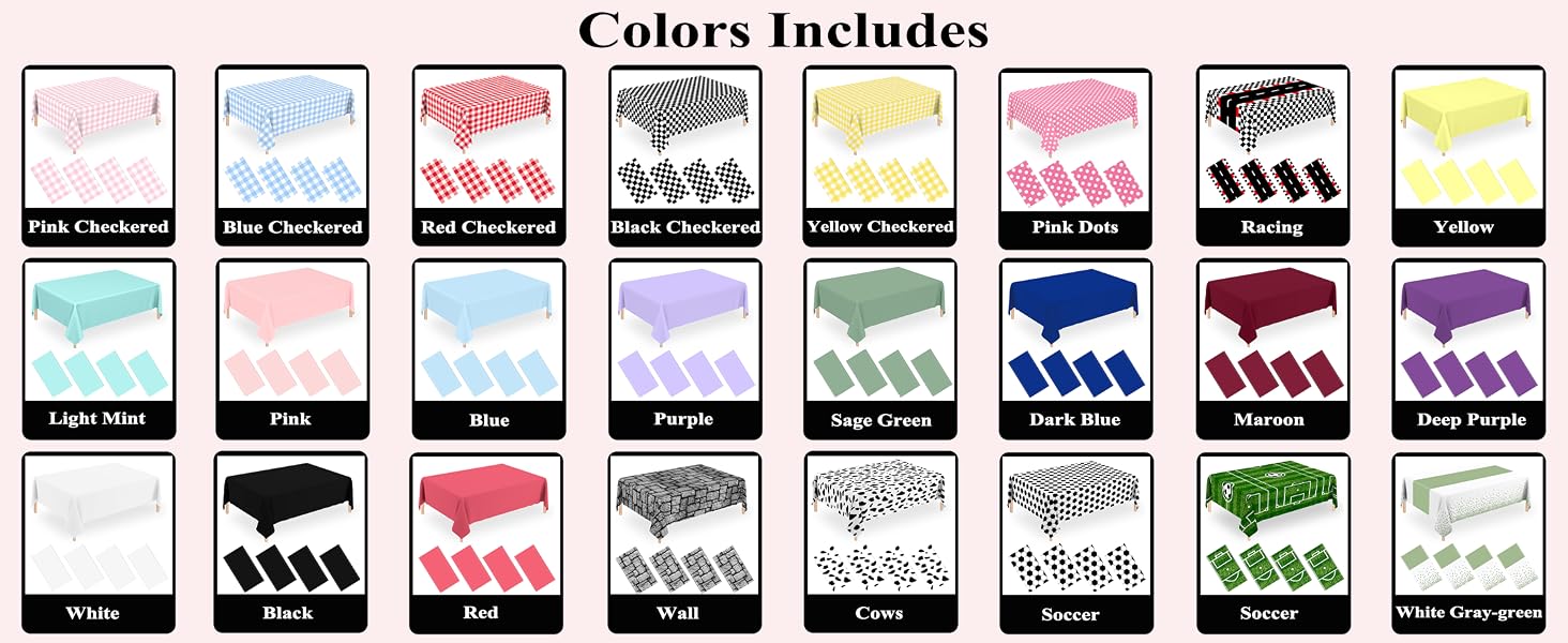 pastel colorful tablecloths