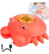 Floating Crab Baby Bath Thermometer – Rechargeable Digital Pool & Bathtub Thermometer, Baby Showe...