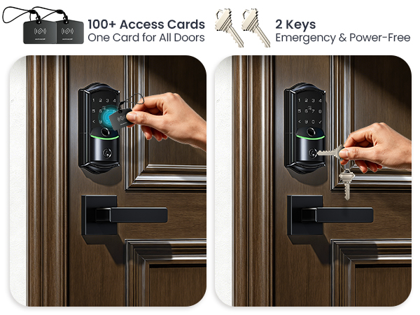 smart lock with 100 access cards 2 Keys For Emergency Power Free