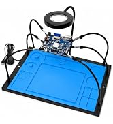 Kaisi Helping Hands Soldering Station with 10X LED Magnifying Glass | Soldering Mat Base, 6 Flexi...