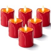 Homemory 2" x 2" Red Flameless LED Votive Candles with Timer, Realistic Battery Operated Candles,...