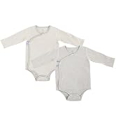 Nest Designs Organic Cotton Ribbed Kimono Onesie | Long Sleeve Baby Onesies | 2 Pack
