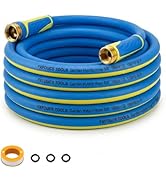PremiumPro 50FT 5/8" Heavy Duty Reinforced Garden Hose, Large Flow,600 PSI Burst Pressure, Four L...