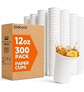 Glotoch Paper Cups 12 oz 300 Pack Bulk Disposable Coffee Cups White Hot & Cold Beverage Cups Idea...