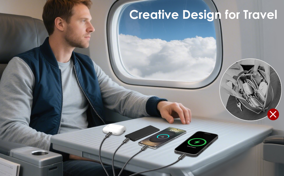 Design for Travel Multi Charging Cable Dual Type-C