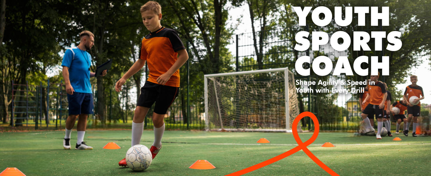 Youth Sports coach taining euipment cones