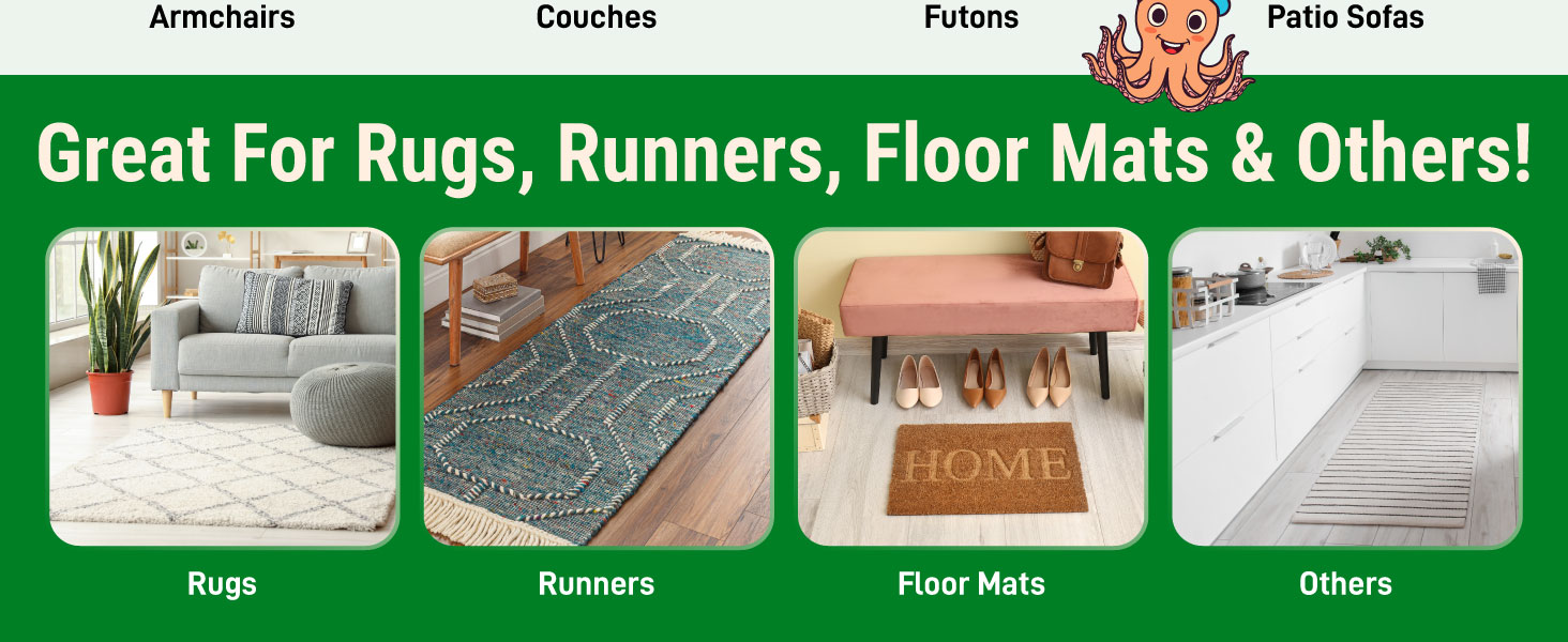 Versatile non slip pads for sofas, rugs, mattresses, desks and other home surfaces