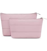 Wandering Nature Small Makeup Bag 2 Pack Cosmetic Bag for Purse, Puffer Quilted Makeup Pouch, Cut...