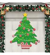chiazllta Merry Christmas Wooden Hanging Sign Door Decoration Christmas Tree Welcome Sign for Hom...