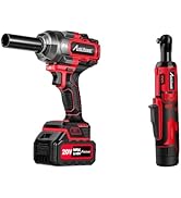 AVID POWER 12V 3/8 Electric Ratchet Wrench with 20V 1200N.M Power Impact Wrench 2 * 4000mAh Batte...