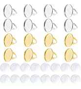 DICOSMETIC 8Pcs 2 Colors Round Blank Rings Adjustable Finger Ring Base Cabochon Base 18mm Stainle...
