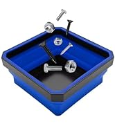 NYTKL Collapsible Magnetic Parts Tray, 4.5" Square Silicone Tool Tray with Dual-Sided Magnetic Ba...