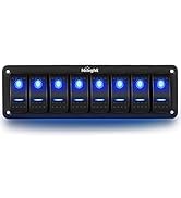 Nilight 8 Gang Rocker Switch Aluminum Panel Toggle Dash 5 Pin ON/Off Pre-Wired Switches Rocker Sw...
