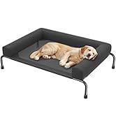 Simple Trending Elevated Dog Bed for Large Dogs, Cooling Raised Dog Cot with Bolsters, Breathable...