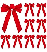 10 Pack Red Christmas Bows for Wreath Decorations, 9 x 13 Inches Large Velvet Bows Ribbons Bulk f...