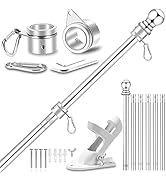 REERON 7 FT Flag Pole Kit for House, w/2-Position Bracket Holder & Rotating Metal Flagpole Rings ...