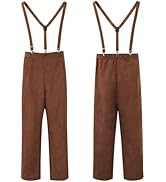 Men's Pioneer Colonial Pants Medieval Peasant Bottoms Halloween Cosplay Trousers With Braces