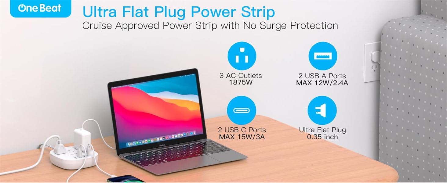 flat plug power strip