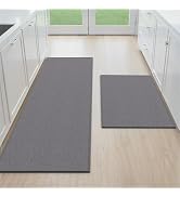 StepAura Kitchen Mats for Floor 2 Piece - Kitchen Rugs Non Slip Washable 20"x32"+20"x47", Grey
