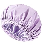 Doitory Satin Lined Shower Cap for Women, Reusable Waterproof Hair Cap, Large Washable Bath Caps ...