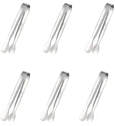 6 PCS Small Serving Tongs,Sliver 4.2 Inch Kitchen Utensils for Appetizers, BBQ, Salad, Coffee Bar...