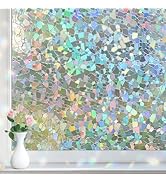 DOWELL Window Privacy Film Rainbow Film, Stained Glass Decorative Sticker, Static Cling Non-Adhes...