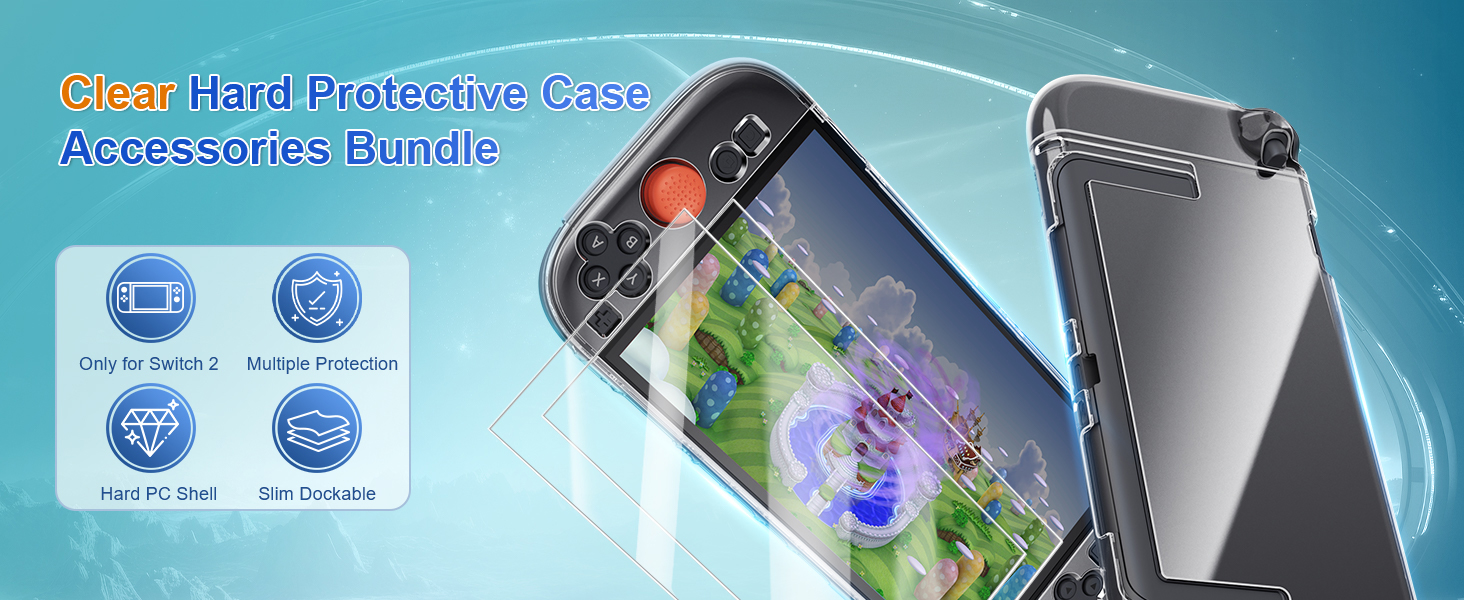 Clear Hard Protective Case Accessories Bundle