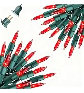 Wabarle Christmas Lights 100 Count Incandescent String Light UL Certified Connectable 21feet Red ...