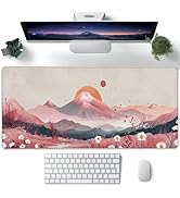 XXL Mouse Pad, Watercolor Abstract Mountains Landscape Large Desk Mat for Desktop, Extended Large...