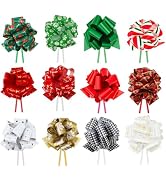 KINGLAKE Christmas Bows 24PCS Pull Bows Large Gift Bows for Gift Wrapping 5 Inch Pull Bows for Gi...