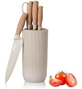 Knife Set, 6-Piece Khaki Professional Kitchen Knife Set for Chef, Super Sharp Knife Set with Univ...
