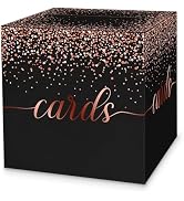 LIKAJON 1 Pack Black and Rose Gold Card Box for Party, 8.7" Black Gift Card Box Money Box for Bir...