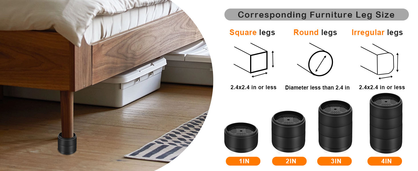 size and corresponding furniture leg size